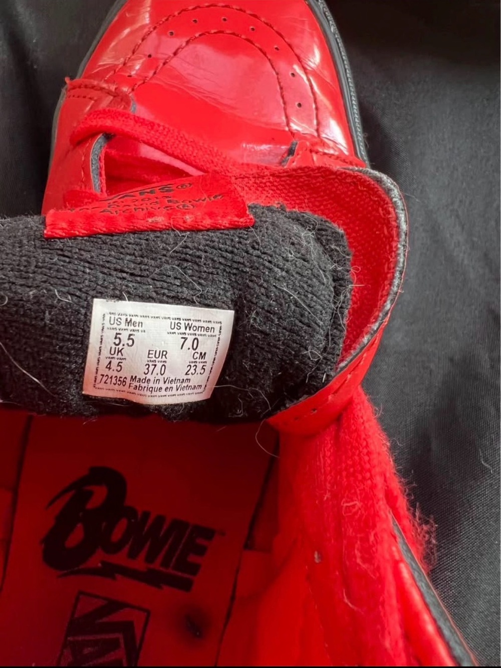 David Bowie Vans Red High-Top Sneakers/Skate shoes - Picture 11 of 13